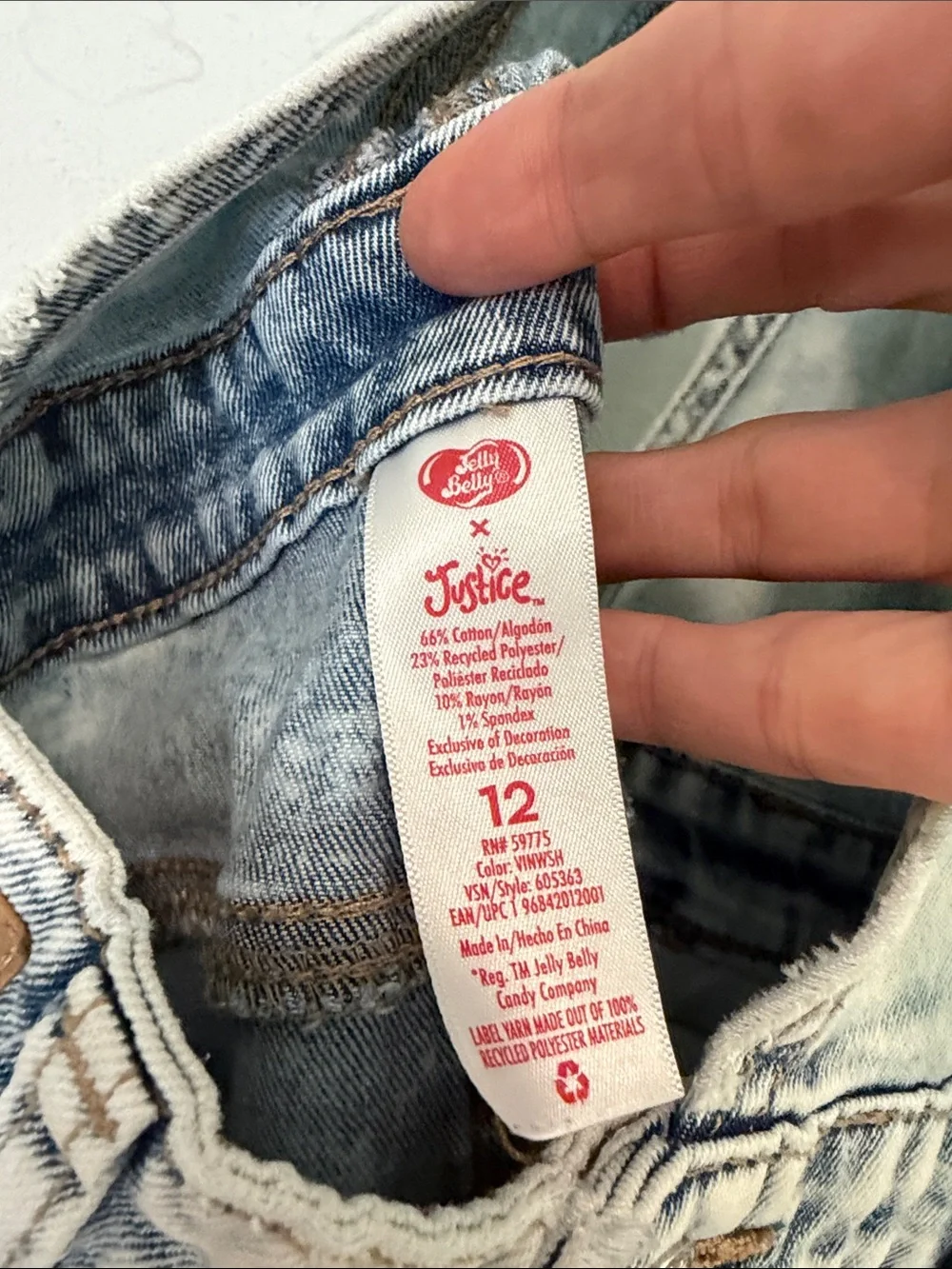 Justice x Jelly Belly sugar and stripe girls denim shortalls size 12
